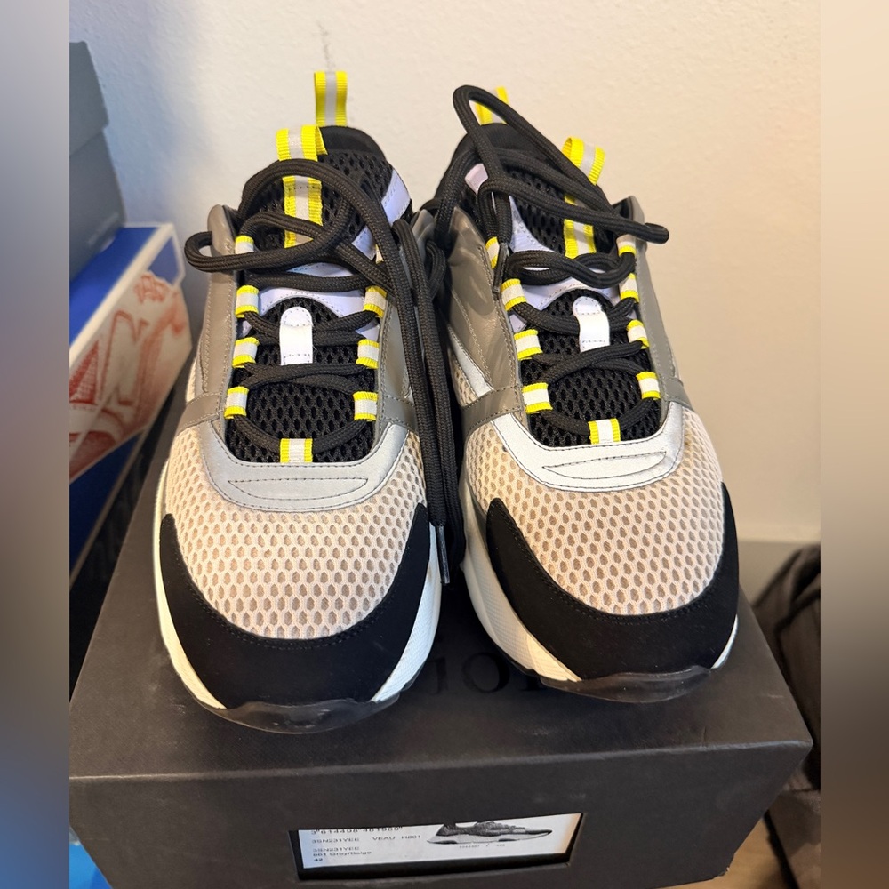 Dior Men's Sneakers - Black, Gray, Yellow